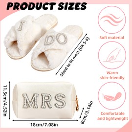 Chovbe Bride to Be Gift Set – "MRS" Makeup Bag & "I Do" Slippers – Bridal Shower & Wedding Gifts for Bride