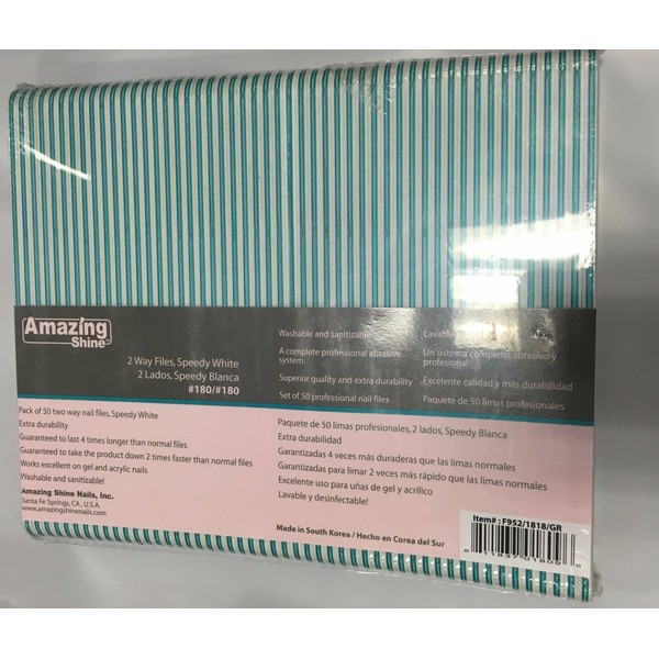 Amazing Shine 2 Way Nail Files Speedy white -#180/#180 White/Green