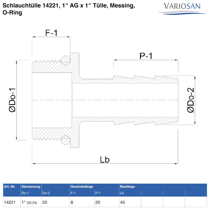 VARIOSAN Hose Nozzle 14221, 1 Inch Male x 1 Inch