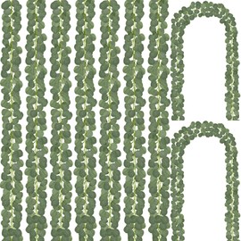 CQURE 24 Pack Eucalyptus Garland, Artificial Greenery Garland Faux Eucalyptus Leaves Table Garland Vines for Wedding Backdrop Fireplace Arch Door Wall Room Decor（168FT）