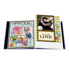 Pioneer Photo Albums 8 1/2 x 11-Inch Postbound Fabric Frame Cover Memory Book, Sky Blue