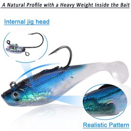 6cm/8cm/10cm Rigged Minnow Soft Lures Swim Shad Swimbaits Lead Head Jig Hooks Topwater Lures Spinnerbait Crankbait for Bass,Walleye,Pike,etc 2.36inch 6pcs