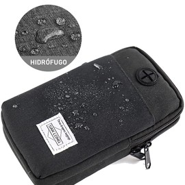 ANGYBEFUN Bolsa Crossbody Mujer - Bandolera Hombre de 3 Capas y Gran Capacidad Bolso de Cintura para Teléfonos de hasta 7,2", Impermeable, Duradero, Ajustable (Negro)