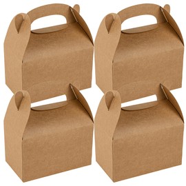 Restaurantware Bio Tek 6 x 3.5 x 3.5 Inch Gable Boxes For Party Favors, 25 Attractive Gift Boxes - With Built-In Handle, Greaseproof, Kraft Paper Gable Boxes, For Birthday Parties And Weddings