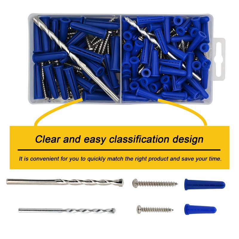 Kevinrooty Conical Concrete Wall Anchors and Screws Kit,240 Pcs Wall