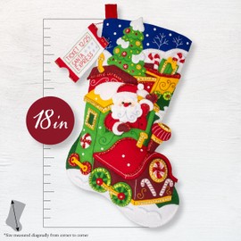 Bucilla, Santa's Peppermint Express, Felt Applique 18" Stocking Making Kit, Perfect for DIY Arts and Crafts, 89611E