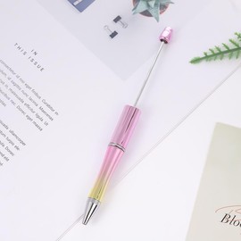 7 Pens Chrome Beadable Pens WHOLESALE BULK Beaded Ballpoint Pen 1.0mm Medium Suitable for DIY with Beads and Focals Ships from California Ballpen Set Easily Use:_34 Pink Gold Ombre 1G_7 PCS