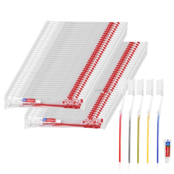 Disposable Toothbrushes, 20 Packs Disposable Toothbrushes with Toothpaste Set, Individually