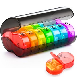 Pill Box 7 Days Morning Evening Pill Box 7 Days 2 Compartments Tablet Box 7 Days Large Compartments with 14 Extra Large Compartments for Week Portable Travel Tablets Organiser for Vitamin