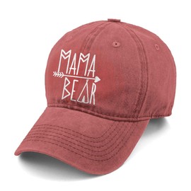 KKMKSHHG Unisex Mama Bear Denim Hat Adjustable Washed Dyed Cotton Dad Baseball Caps