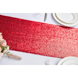 Hahuho 2PCS 12x72 Inch Sequin Table Runner Red Glitter Table Runner for Party, Wedding, Bridal Baby Shower, Event Decorations（2PCS, 12x72 Inch, Red）