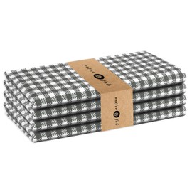 Native Fab Gingham Mini Check Cloth Dinner Napkins - Set of 4-100% Cotton - 16"x16" - Soft, Absorbent, Restaurant Hotel Quality - Easy Care Washable Wedding, Everyday Use - Grey
