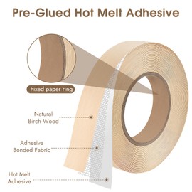 BEVTEE Wood Edge Banding 7/8 in × 50 ft, Iron on Birch Plywood Veneer Roll