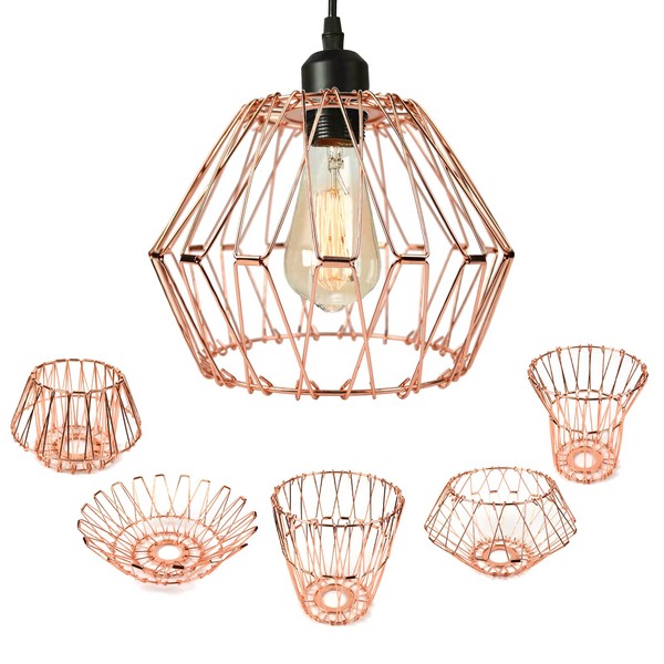 Wire Lampshade Multifunctional Transformable Pendant Shade Hollow Lamp Shade Braided Bulb Cover Creative Ceiling Light Cover Foldable Storage Basket Magic Trinket Stainless Steel Flower Basket Dish