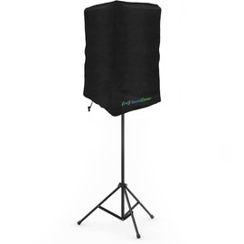 12 Inch PA/DJ Lightweight Powered Speaker Cover Bag in Black for Stand Mounted Speakers - Over the top fit, Water Resistant (not Waterproof), 50 UV Protection - Check Dimensions Before Ordering!