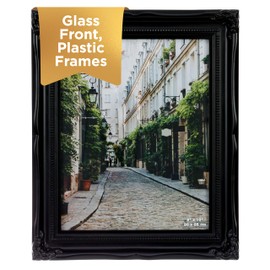 Kiera Grace Georgia Classic & Traditional Decorative Plastic Wall & Tabletop Picture Frame for Home, Room, & Office, 9.75" W x 11.75" H x 1" D to Display 8" x 10" Photos, Black