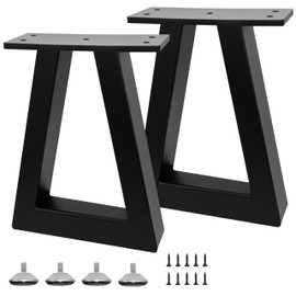 Rioychan 10 Inch Trapezoid Metal Table Legs Black, DIY Furniture Feets for Bench, Coffee Table, Stool,Cabinet Legs, Including Screws and Adjustable Feet Pads, 10” x 7.9”