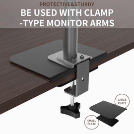 ERGOMAKER Monitor Arm Reinforcement Plate, Monitor Mount Protect Desktop with Anti-Slip Steel Top Plate Reinforcement, Fits Most Monitor Stand C Clamp Installation (Black)