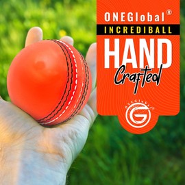 ONEGlobal Incrediball Soft Practice Cricket Ball | Outdoor & Indoor Soft Rubber Cricket Ball With Core & Stitched Seam | For Honing Skills & Family Fun (3-Orange)