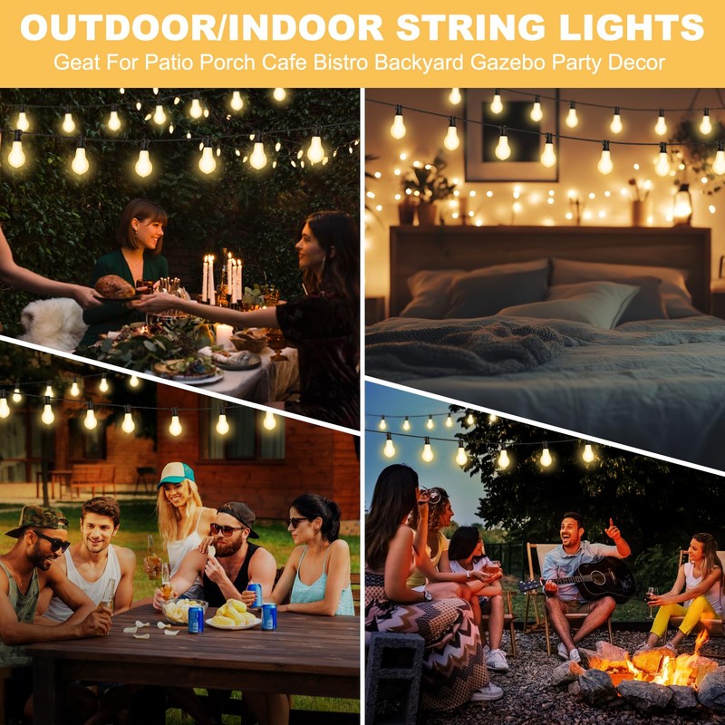 Porbench 75FT LED Outdoor String Lights with 35+3 Shatterproof Bulbs(Gourd