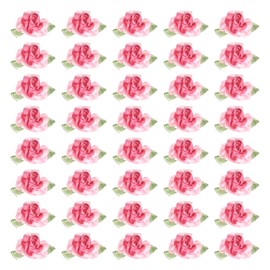 PATIKIL 1 Inch Ribbon Flowers Bows for Crafts, 40 Pack Mini Satin Roses Flowers Small Fabric Flower Heads DIY Sewing Appliques for Gift Wedding Bride Ornament, Rose Red/Pink