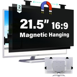 2 Pack Magnetic Computer Screen Privacy Shield 21.5 Inch 16:9 Hanging Monitor Anti-Glare & Privacy Filters Eyes Protection 21.5in Removable Protector Desktop Security Filter Dust-Free Film