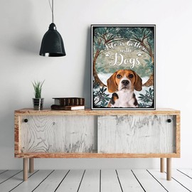 YEEIFFD 5D Diamond Art Smiling Beagle Life is Better with Dogs Diamond Painting Kits for Adults Paint by Number for Home Recreation and Wall Decoration 12 x 16 inch