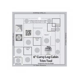 Bundle of Creative Grids Curvy Log Cabin Trim Tool 6in Finished Blocks and Cut Loose Press Rainbow Swirls Curvy Log Cabin Quilt Pattern by Creative Grids USA, and Cut Loose Press