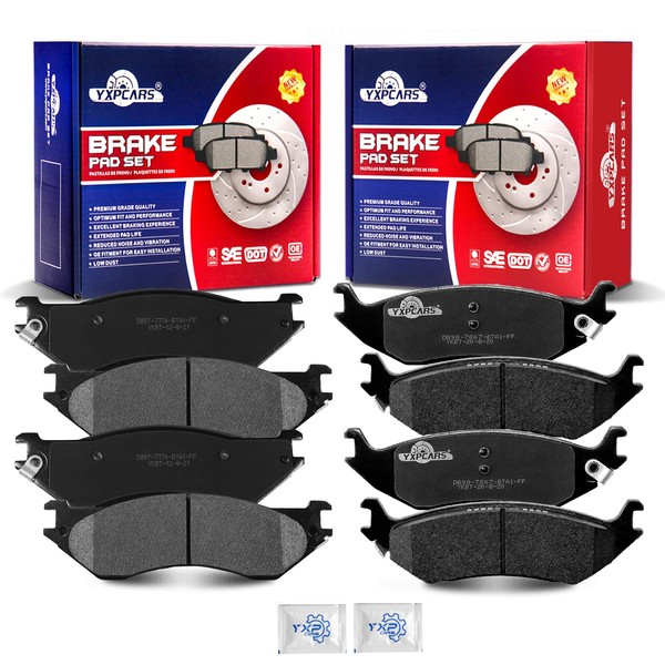 YXPCARS Front and Rear Ceramic Disc Brake Pads Set Replacement
