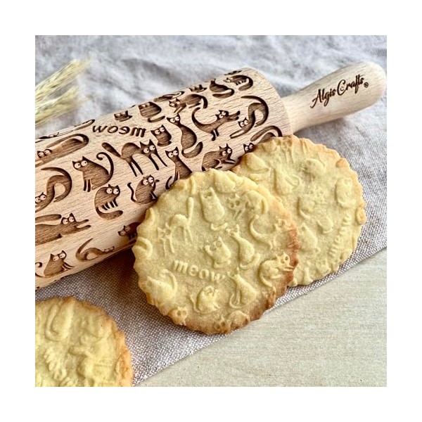 MEOW CAT Rolling Pin for Homemade Pastry Embossing Rolling Pin