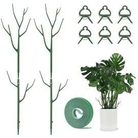 Yhtpouqe 4 Pack Plant Support Stakes, Plant Stakes for Indoor and Outdoor Plants. 28inch Plant Sticks with Extension Poles, Plant Clips, Plant Ties for Potted Monstera Plants, Climbing Plants