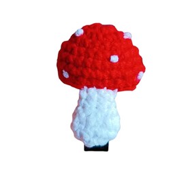 Red Handmade Crochet Mushroom Hair Clip Headwear Sweet, Cute Knitted Hairpins Party Supplies For Girls Unique Crochet Hairpin For Women Cosplay Hair Accessories