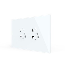 LIVOLO White Tamper Resistant Duplex Receptacle Standard Decorative Electrical Wall Outlet with Tempered Glass Panel AU/US Standard CE Certified,119mm*78mm (White)