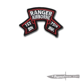 Old Style US 1st Ranger Battalion Ranger Scroll - 3 1/4" x 2 1/8" (Dress RED - Black) Wax Backing - SUA Sponte - Merrowed Edge - US Army Ranger - Airborne Ranger - Ranger Training Brigade