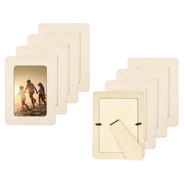 sourcing map 8Pcs Wood Frame,Paintable DIY Photo Frames 7.5 x
