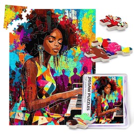 African American Jigsaw Puzzles for Adults 500 Pieces Black Women Jigsaw Puzzles African Women Wooden Puzzle Musical Performance Playing Piano Puzzle Fun Family Game Educational Intellectual