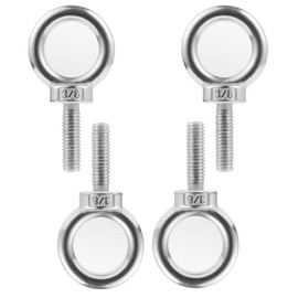 Eowpower 4 Pieces 3/8" - 16 UNC 304 Stainless Steel 3/8 inch x 1 1/4 inches Lifting Ring Eye Bolt Eyebolts