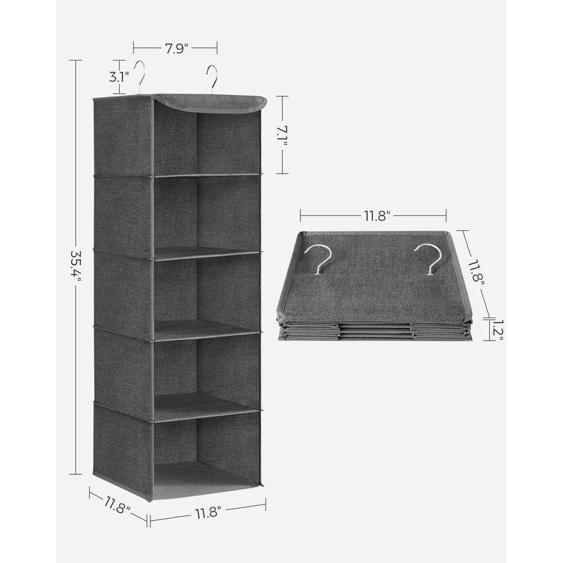 SONGMICS Hanging Closet Organizer, Hanging Storage Shelves, Hanging Closet Shelves,