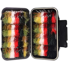 wifreo 30/90PCS Wooly Bugger Fly Fishing Lures Streamer Assortment with Waterproof Fly Box