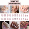 24Pcs Christmas Press on Nails Short Square Stick on Nails