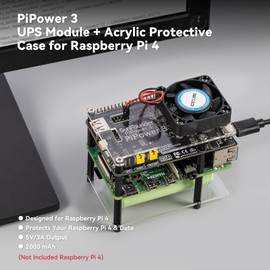 SunFounder Raspberry Pi 4 UPS Power Supply, Acrylic Case, Protect The Raspberry Pi and Data, 5V/3A 2000 mAh, Battery Pack, Compatible with Raspberry Pi 4B/3B+/3B/Zero 2 W/Arduino/ESP32/Pico W