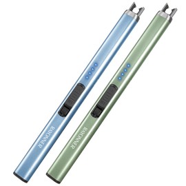 RAYONNER Candle Lighter Electric Lighter USB Lighter with Safety Switch Rechargeable Flameless Plasma (2 Pack - Blue&Green)