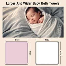 Okdance Baby Bath Towels Newborn 2PCS, Bamboo Fiber Baby Washcloths Muslin Blanket 120x120cm, Soft Toddler Shower Bath Cloth for Sleep Kindergarten Nursery
