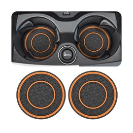 XINLIYA 2 Pack Car Coasters for Cup Holder, 2.75 Inch No-Slip Anti Dust Insert Coaster, Universal Auto Waterproof Coasters Silicon Insulation Cup Mats for Woman Man, Suit for Vehicle Interior（Orange）