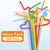 1000 Pack Colorful Flexible Plastic Straws
