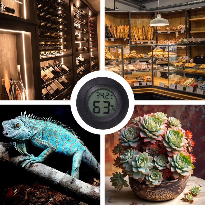 2 Pack Reptile Thermometer, Vivarium Digital Temperature and Humidity Thermometer,