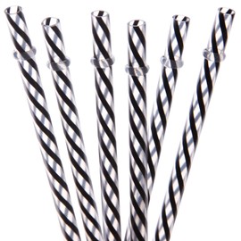 Dakoufish 12 Piece 11 Inch Reusable Plastic Thick Drinking Straws BPA Free Mason Jar Straws Small Stripe Color