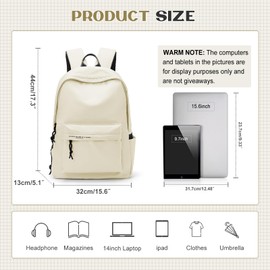 VGOCO School Backpack for Teens Girls Boys Lightweight Middle School Bookbag for Womens Simple High School Backpack Aesthetic College Backpack Causal Travel Daypacks Rucksack White