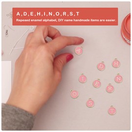 Demearly 46 PCS Enamel Alphabet Pink A to Z Initial Double-Sided Letter for DIY Gift Arts Crafts