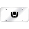 Honda Black Infill 3D Logo Chrome Steel License Plate